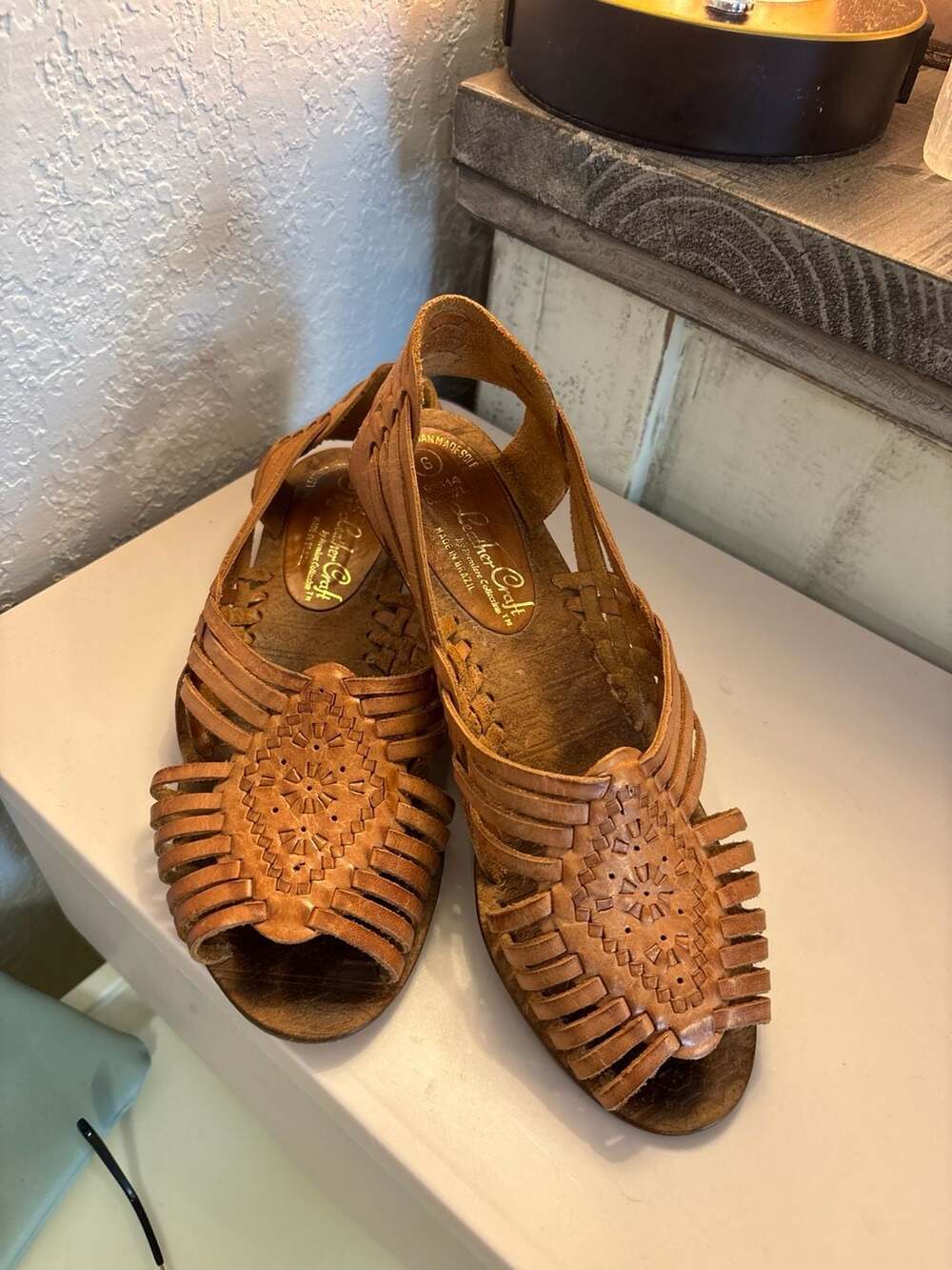 Sh3: Leather Craft Vintage Woven Huarache Sandals Made in Brazil 6